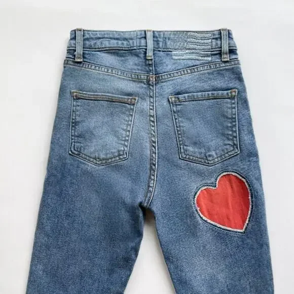 Vintage Y2K Revice Heart Patch Highwaist Skinny Jeans - Picture 4 of 7